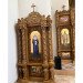 Author's iconostasis made of light alder with oval medallions on the Royal Gates