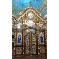 Carved iconostasis made of alder with mirror gilding, village of Khmilno