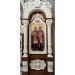 Авторський іконостас з вільхи з білою ажурною різьбою та аркою ікон-медальйонів