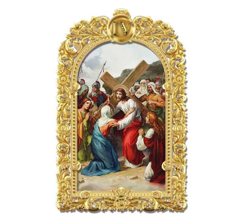 Way of the Cross with relief carving on the wood and gilding