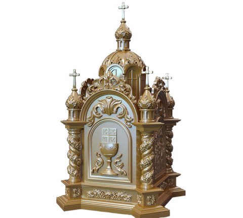 A storage box made of alder with gold leaf for the altar