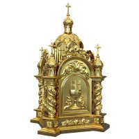 Golden reliquary-temple with the image of Christ the Almighty