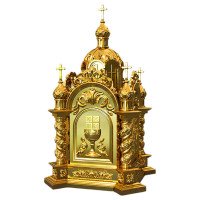 Golden reliquary-temple with the image of Christ the Almighty
