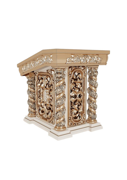Church lectern made of alder with gilding, openwork, and twisted columns