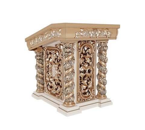 Church lectern made of alder with gilding, openwork, and twisted columns