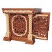 Altar made of alder with a brown body and gilded columns