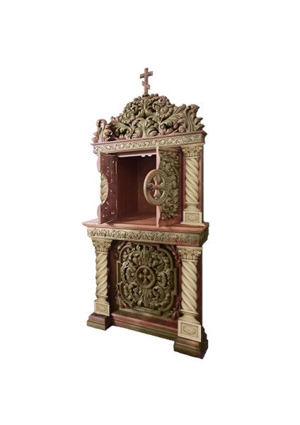 Two-tiered altar with gilded carvings for the niche in the altar