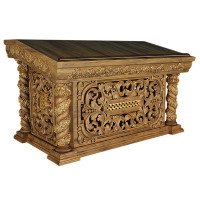 Oak Church Tetrapod with Chalice and Gilded Accents