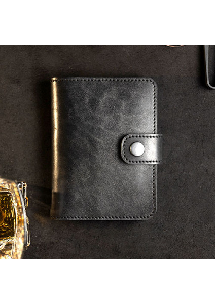 Black leather organizer for passport and documents