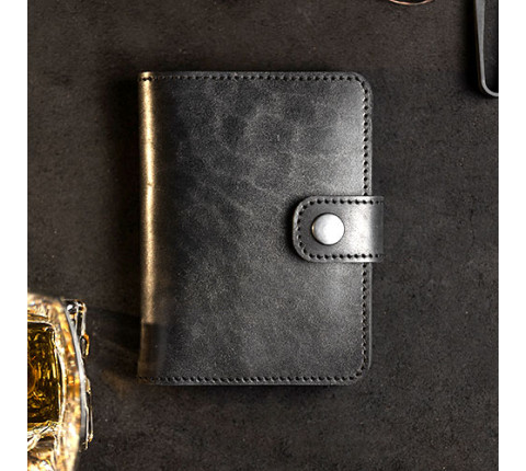 Black leather organizer for passport and documents