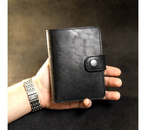 Black leather organizer for passport and documents