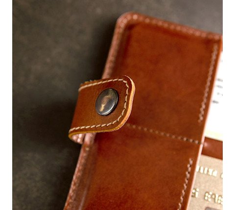 Leather organizer for passport and documents in brown color