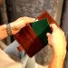 Leather organizer for passport and documents in brown color