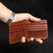 Легкий шкіряний гаманець з металевою плиточкою (коричневий)