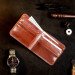 Light leather wallet with metal plate (brown)