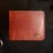 Light leather wallet with metal plate (brown)