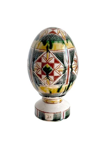Ceramic Easter egg "Fiery Flower" — a blazing ornament from Kosiv