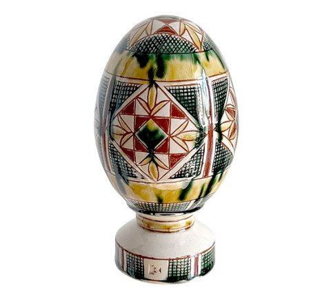 Ceramic Easter egg "Fiery Flower" — a blazing ornament from Kosiv