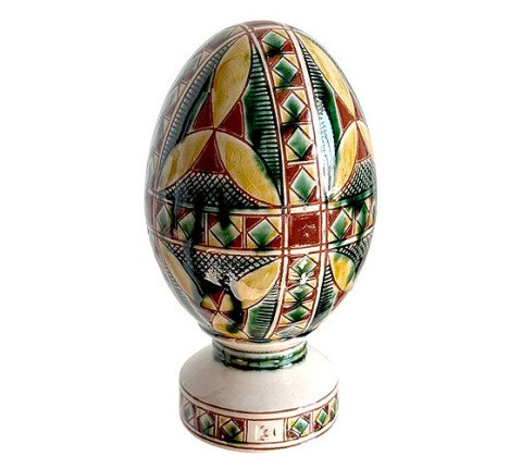 Ceramic Easter egg "Hutsul Flower" — colorful ornament from Kosiv
