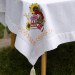 Tablecloth "Ukrainian Motifs" beige with colorful embroidery — 1.50×1.80 m