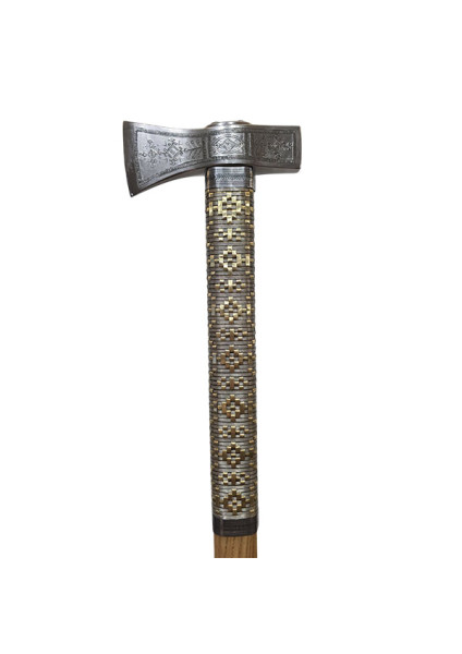 Hutsul axe "Hazda" handmade with an ash handle and brass weaving