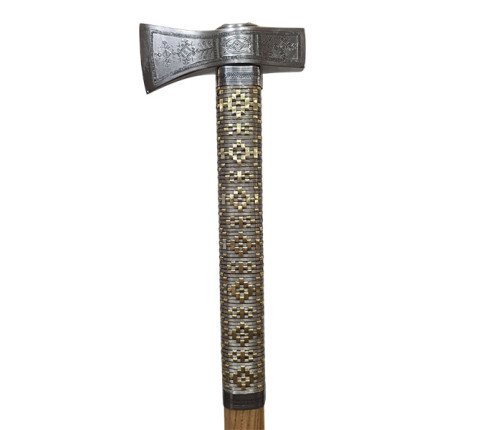 Hutsul axe "Hazda" handmade with an ash handle and brass weaving