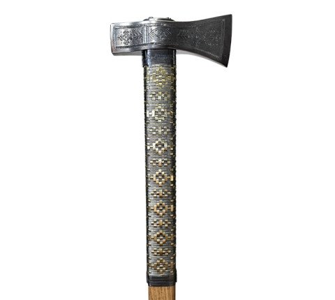 Hutsul axe "Hazda" handmade with an ash handle and brass weaving