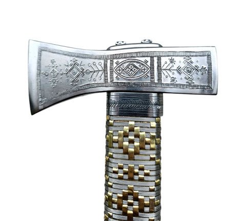 Hutsul axe "Hazda" handmade with an ash handle and brass weaving