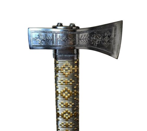 Hutsul axe "Hazda" handmade with an ash handle and brass weaving