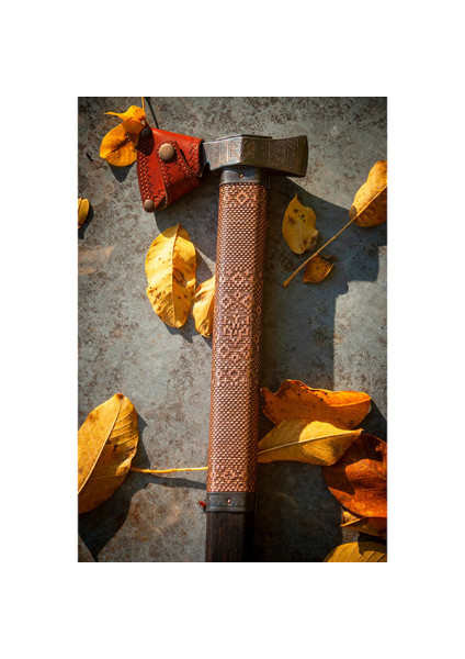 Hutsul axe "Carpathian weaving" with copper weaving of the handle and engraving