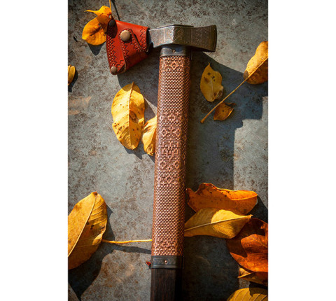Hutsul axe "Carpathian weaving" with copper weaving of the handle and engraving