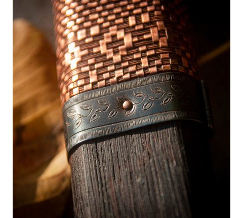 Hutsul axe "Carpathian weaving" with copper weaving of the handle and engraving
