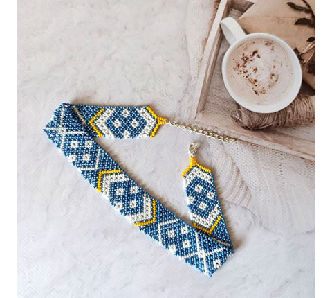 Beaded necklace by Lesya Ukrainka (blue)
