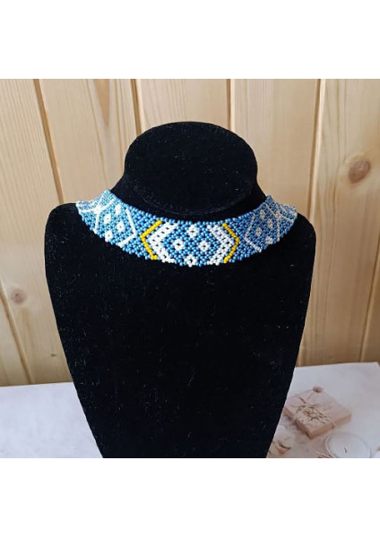 Beaded necklace by Lesya Ukrainka (blue)