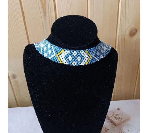 Beaded necklace by Lesya Ukrainka (blue)