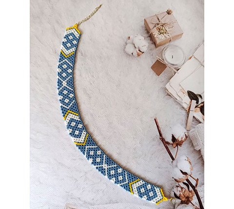 Beaded necklace by Lesya Ukrainka (blue)