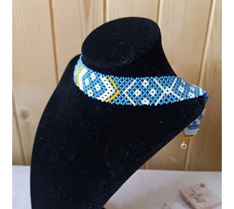 Beaded necklace by Lesya Ukrainka (blue)