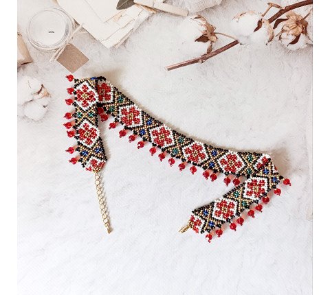Hutsul silanka made of beads "Carpathian Rose"