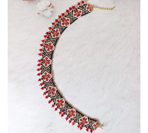 Hutsul silanka made of beads "Carpathian Rose"