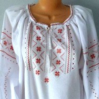 Women's shirt "Malva" of classic straight cut with hand embroidery
