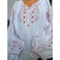 Women's shirt "Malva" of classic straight cut with hand embroidery