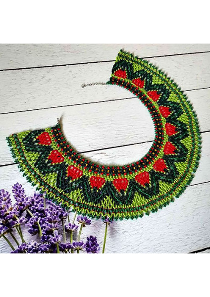 Beaded necklace "Tulips" — a bright elegant piece