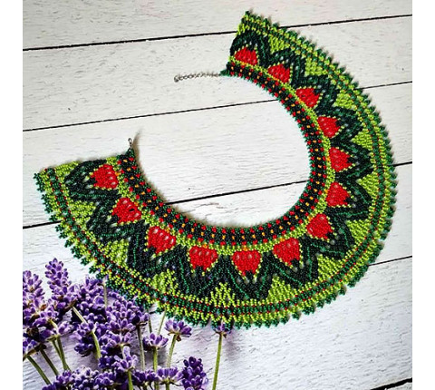 Beaded necklace "Tulips" — a bright elegant piece