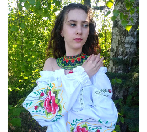 Beaded necklace "Tulips" — a bright elegant piece