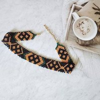 Силянка з бісеру Лесі Українки (чорна з коричневим)