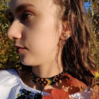 Силянка з бісеру Лесі Українки (чорна з коричневим)
