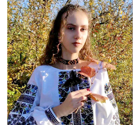 Beaded necklace by Lesya Ukrainka (black with brown)