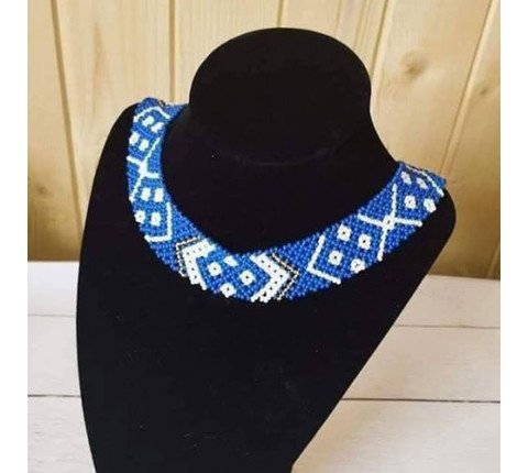 Beaded necklace by Lesya Ukrainka (blue)
