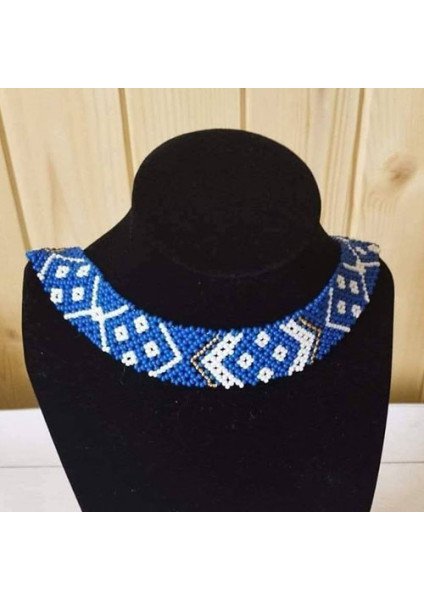 Beaded necklace by Lesya Ukrainka (blue)