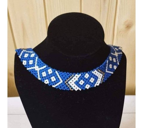 Beaded necklace by Lesya Ukrainka (blue)